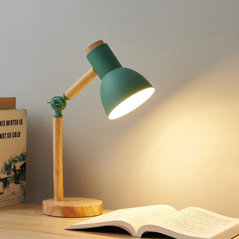 Adjustable Nordic Wooden LED Desk Lamp