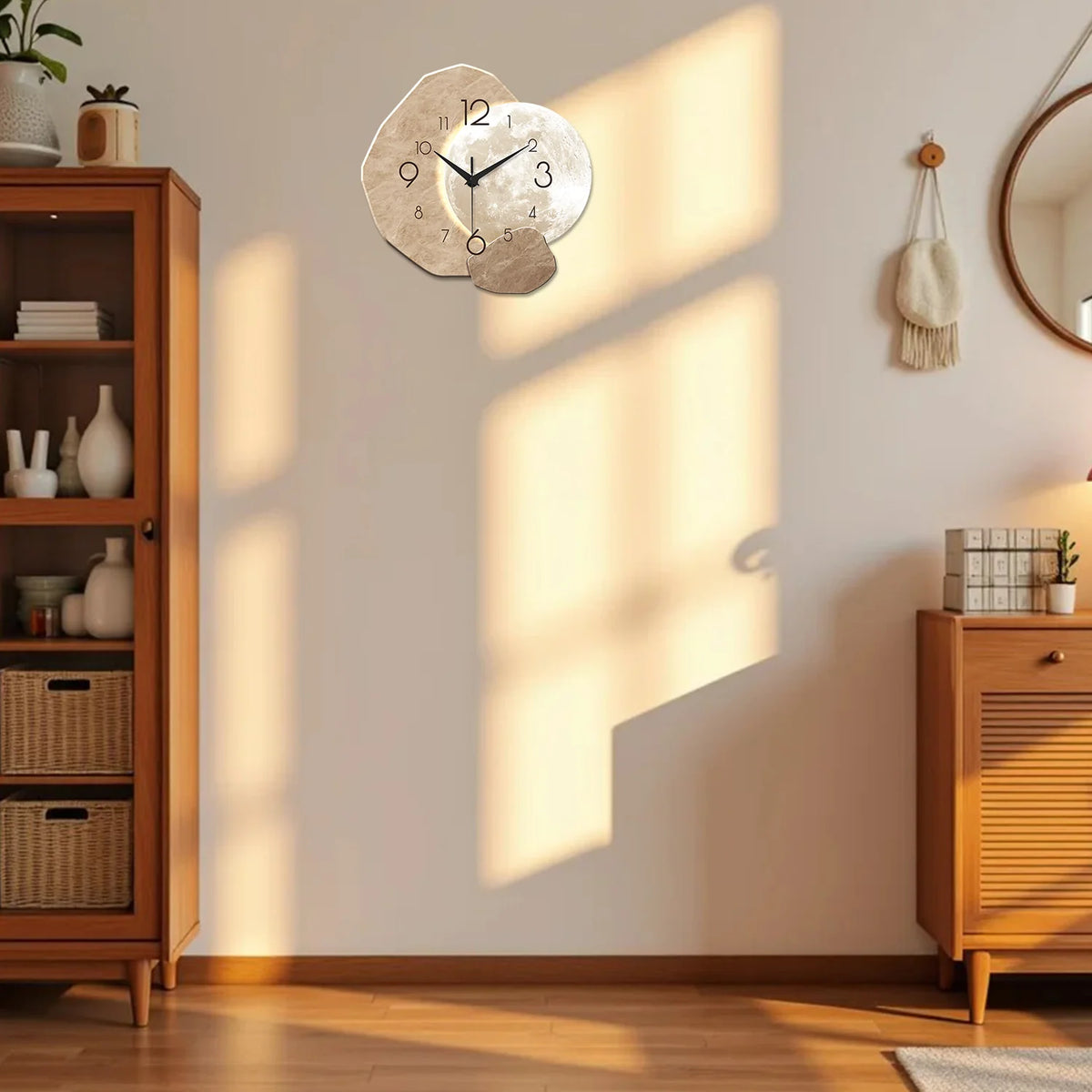 Wooden Moon Silent Quartz Wall Clock