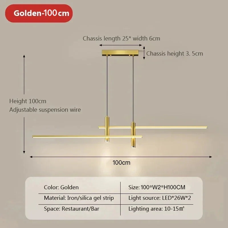 Modern Minimalist Black Gold LED Chandelier Pendant Light Stepless Dimming Remote Control – photo 26