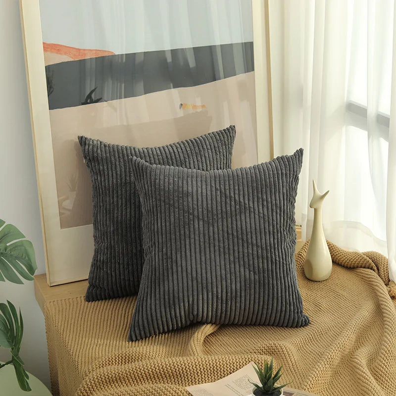 Corduroy Striped Throw Pillow Cover