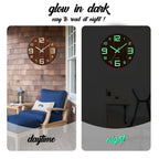 12-Inch Luminous Silent Wooden Wall Clock