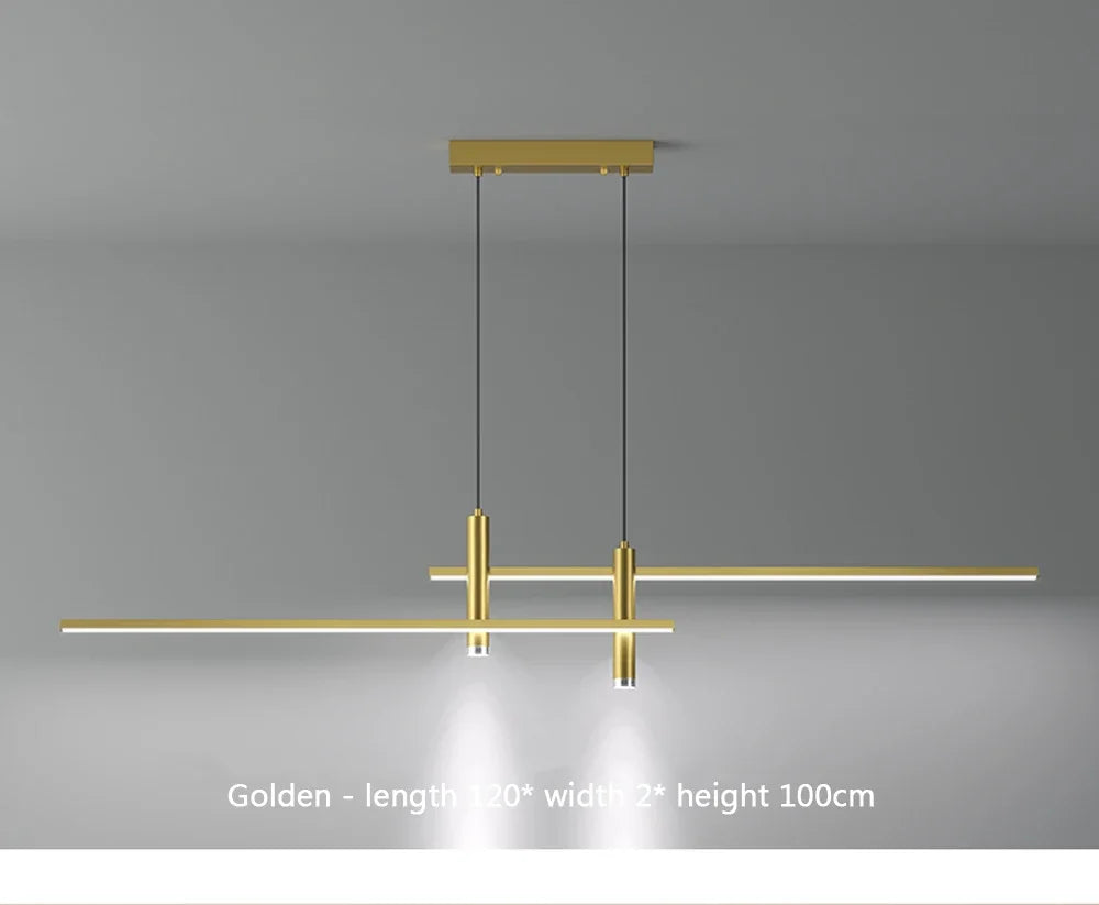 Modern Minimalist Black Gold LED Chandelier Pendant Light Stepless Dimming Remote Control – photo 17