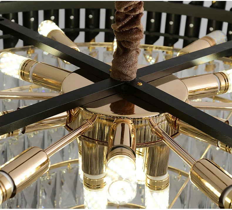 Luxury Black Gold Crystal Round LED Chandelier Pendant Light Tricolor – photo 23