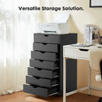 Modern Morocco Wood Rolling 7 Drawer Storage Chest Dresser Cabinet Wheels
