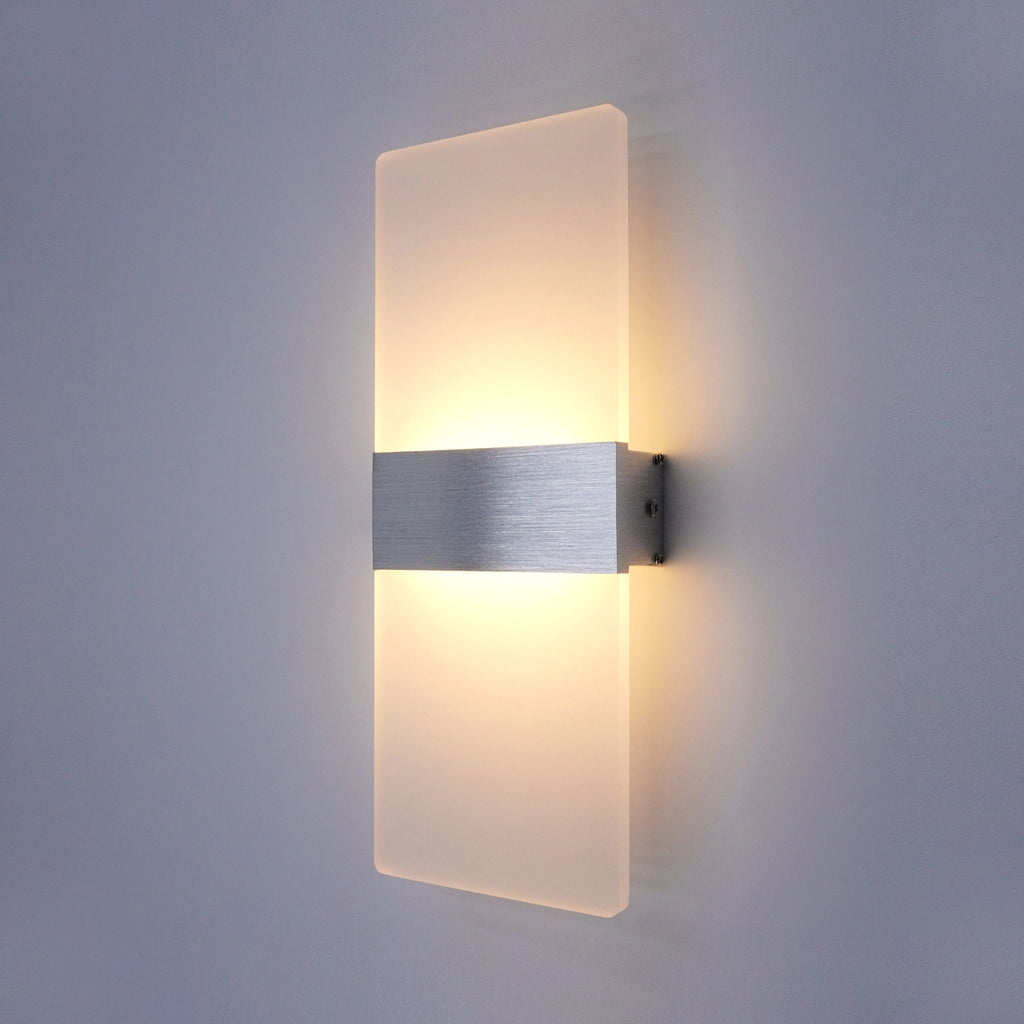 Modern Minimalist Aluminum Acrylic 12W LED Hardwire Wall Light