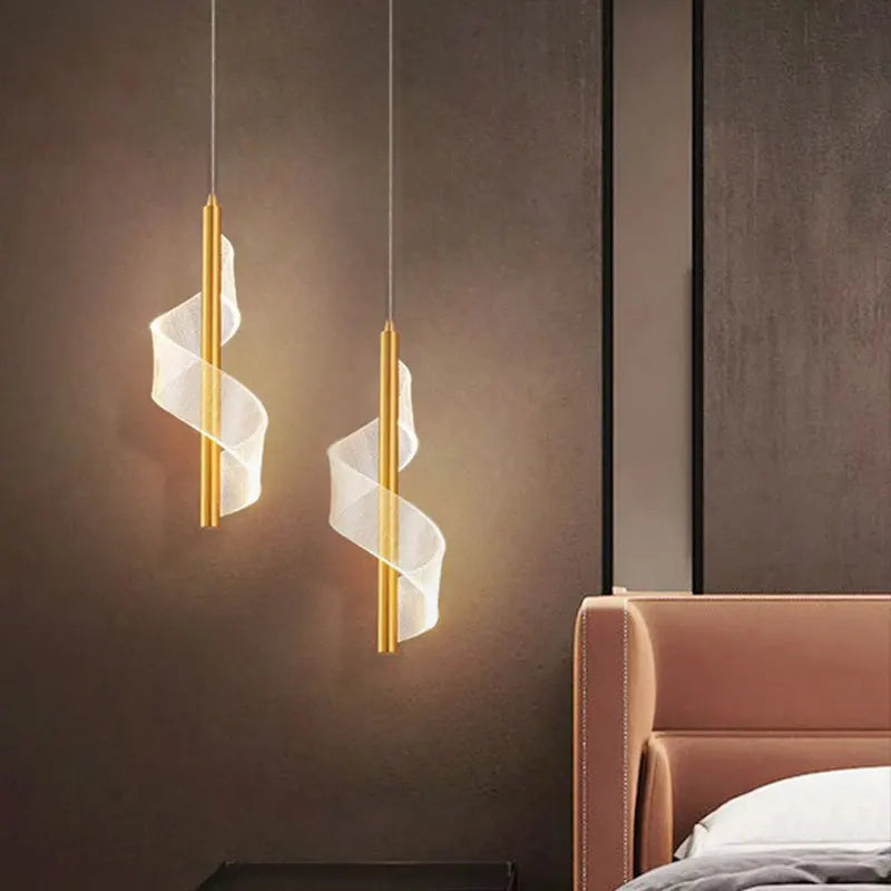 Adjustable Gold Black Metal LED Pendant Light Living Room Bedroom Cafe Bar