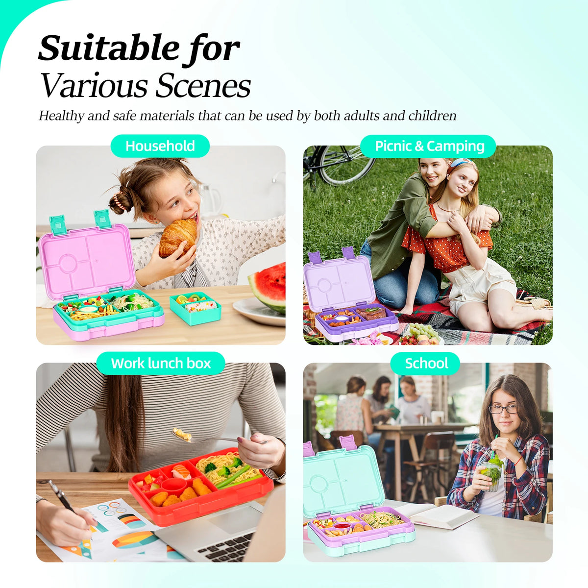 Kids Leak-Proof Microwave-Safe Bento Lunch Box