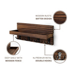 Rustic Wooden Wall Key Holder, 4 Hooks