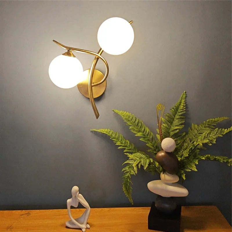 Nordic Iron Glass Ball LED Wall Lights G9 Bedroom Corridor – photo 2