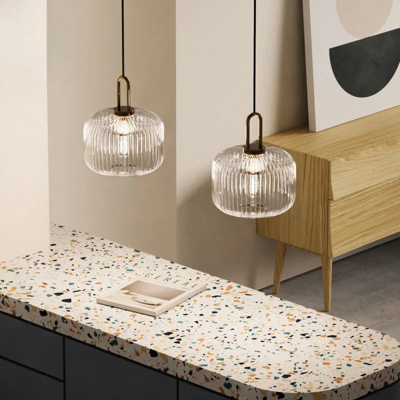 Modern Striped Glass Single Pendant Light