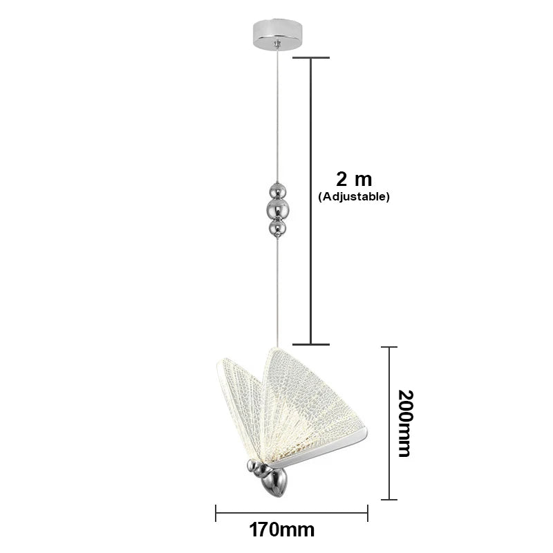 Nordic Butterfly LED Pendant Light Tricolor Golden Silver Hanging Lamp