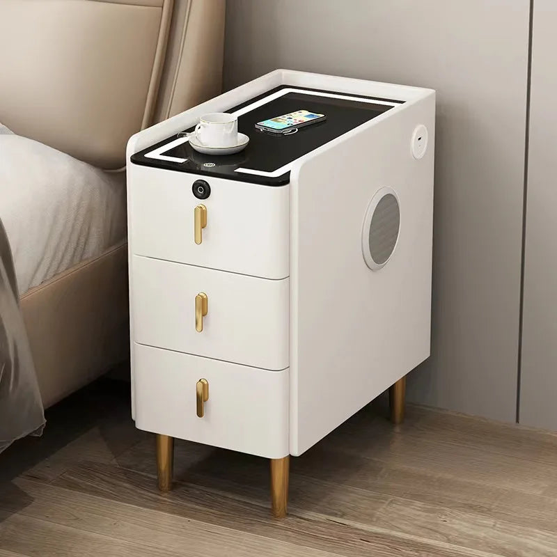 Wireless Charging LED USB Solid Wood Nordic 3 Drawer Nightstand Bedside Table Bedroom – photo 3