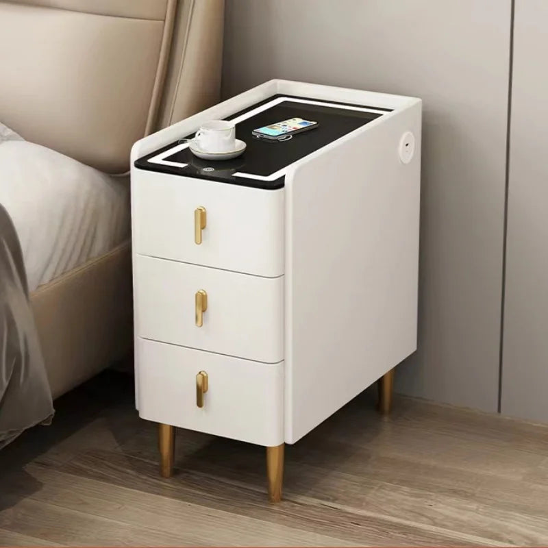 Wireless Charging LED USB Solid Wood Nordic 3 Drawer Nightstand Bedside Table Bedroom – photo 5