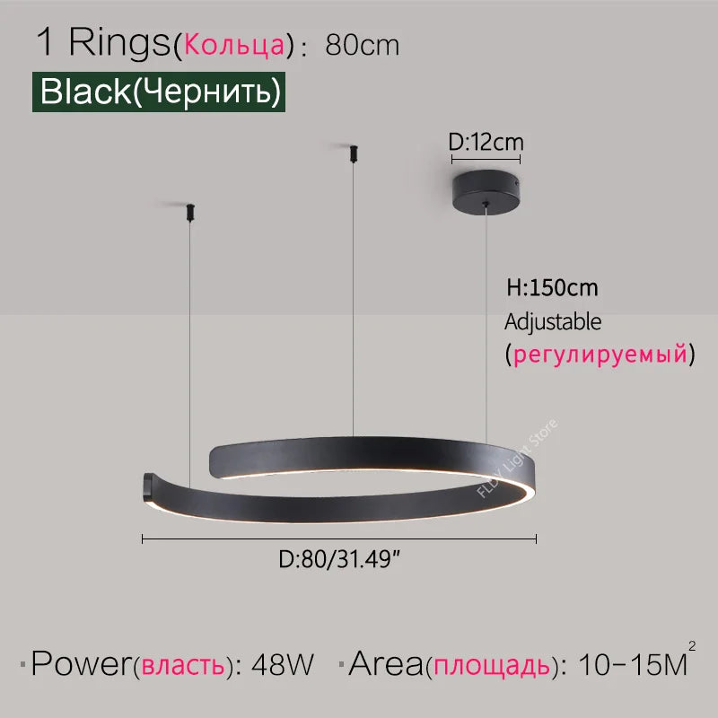 Dimmable Nordic Modern Round Ring LED Pendant Light Chandelier Living Room Bedroom – photo 10