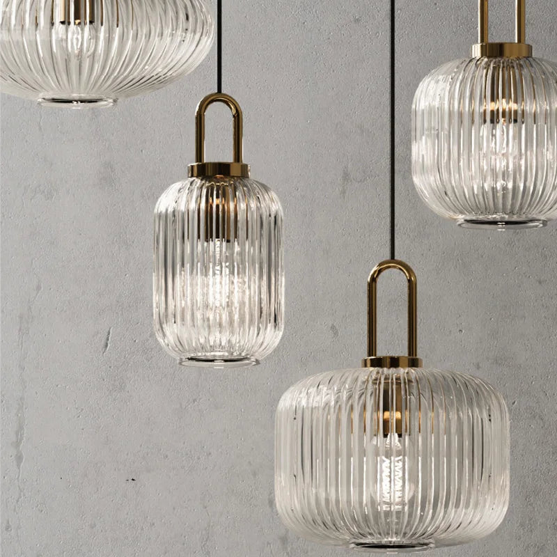 Modern Striped Glass Single Pendant Light