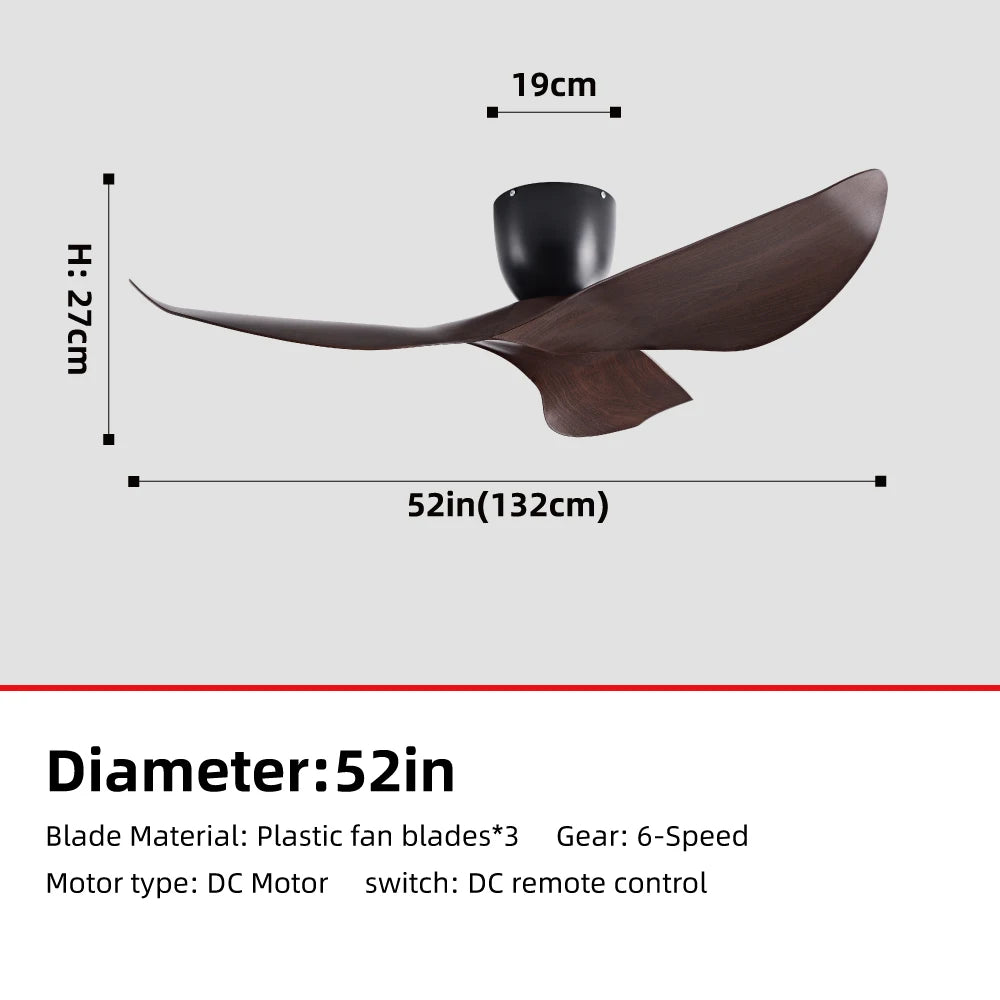 52-Inch 60-Inch Vintage Industrial DC Motor Ceiling Fan with Remote Control