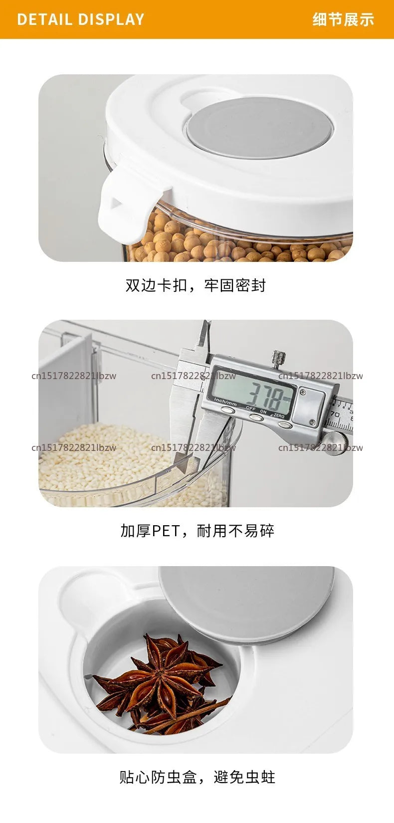 Divided Food-Grade Rice and Grain Storage Box