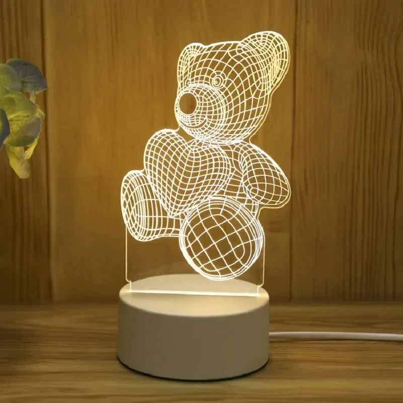 Acrylic Bear USB LED Night Light