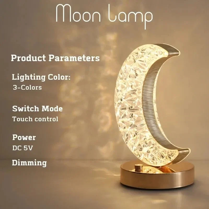 Crystal Moon Touch-Dimming USB Bedside Lamp