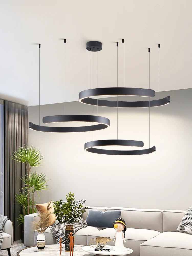 Dimmable Nordic Modern Round Ring LED Pendant Light Chandelier Living Room Bedroom – photo 2