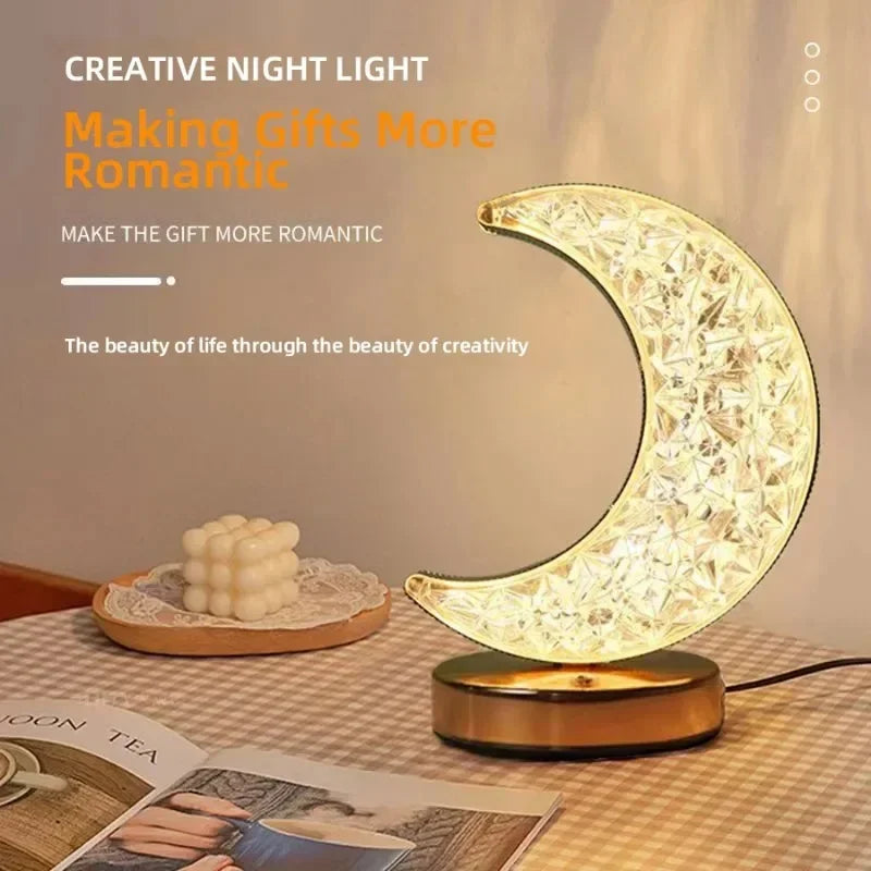 Crystal Moon Touch-Dimming USB Bedside Lamp