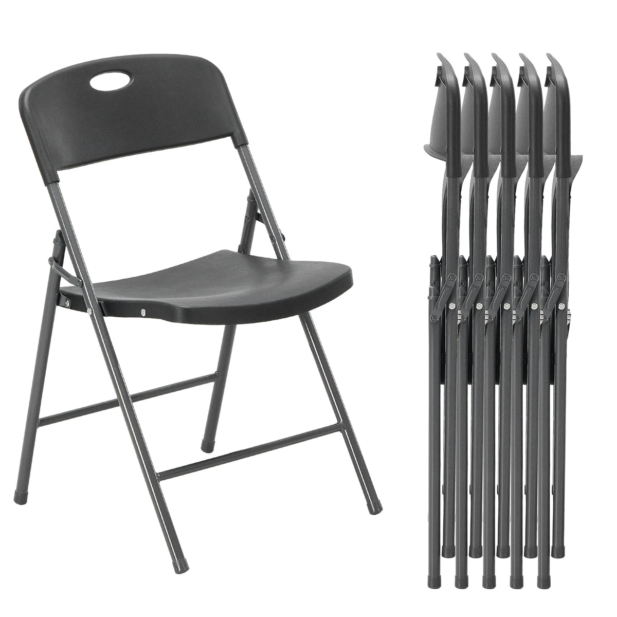 Stackable Foldable Heavy Duty Faux Leather Ergonomic Back Dining Chairs Set