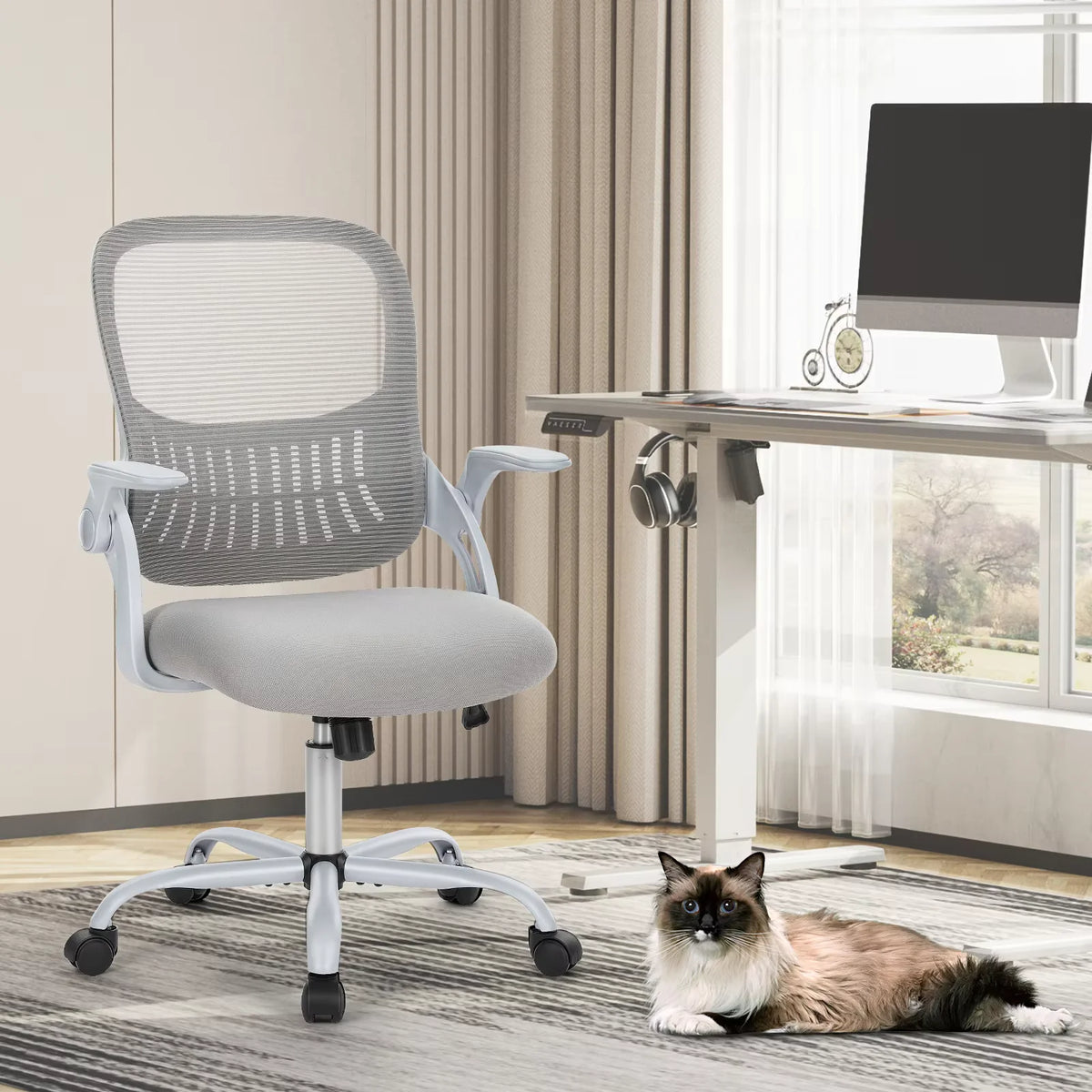 Ergonomic Adjustable Height Mesh Lumbar Support Swivel Rolling Office Gaming Chair