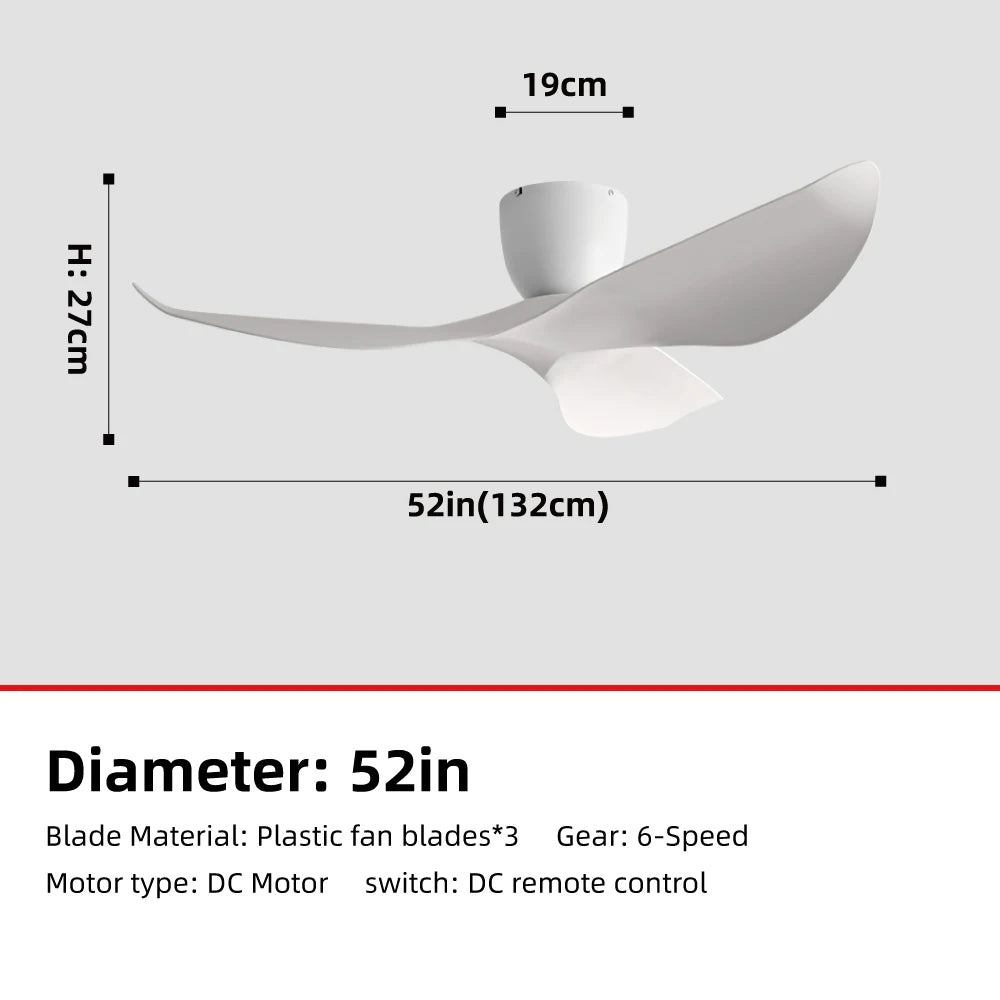 52-Inch 60-Inch Vintage Industrial DC Motor Ceiling Fan with Remote Control