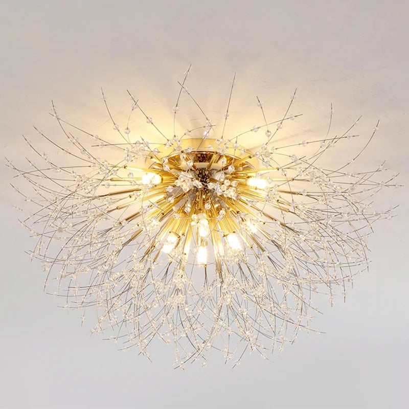 Crystal Nordic Dandelion Fireball Shape LED Ceiling Chandelier Light Living Room Bedroom