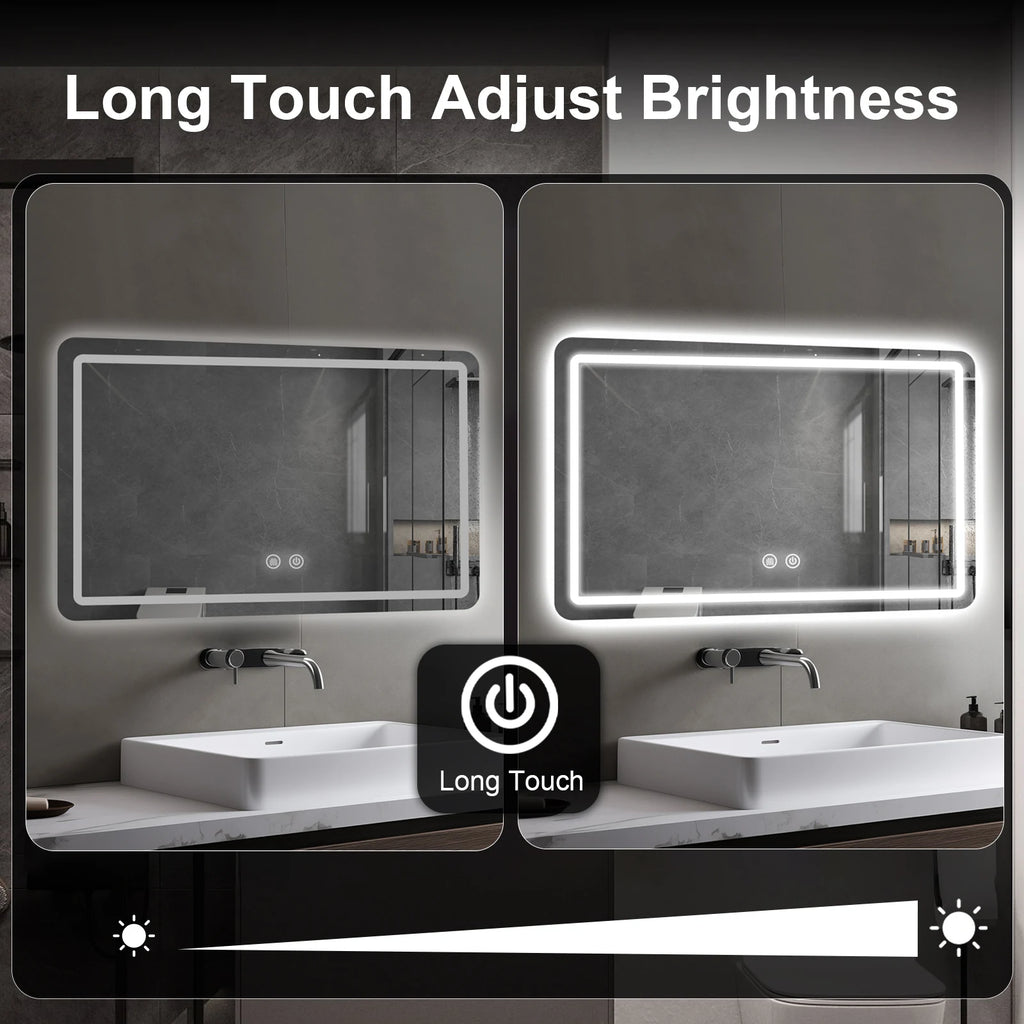 Dimmable Anti Fog Rectangle LED Wall Mounted Vanity Bathroom Mirror – photo 5