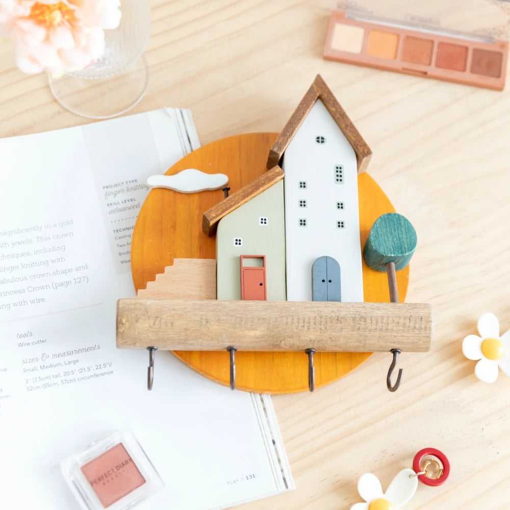 Decorative Wooden Wall Hooks and Storage Shelf