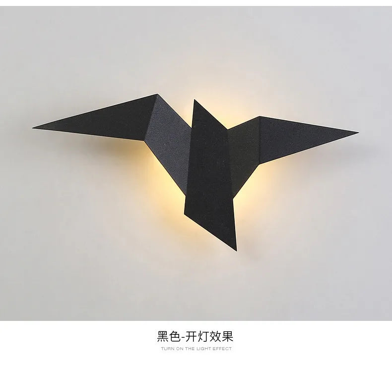 Nordic Iron Bird Shape LED Wall Lights Bedroom Stairs Bedside Fixtures – photo 7