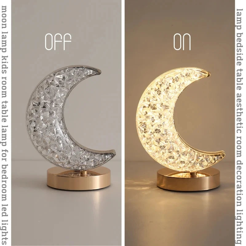 Crystal Moon Touch-Dimming USB Bedside Lamp