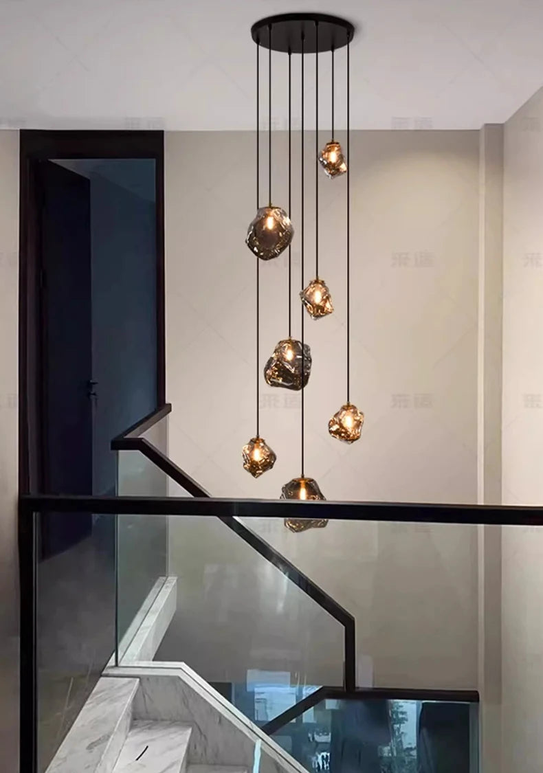 Modern LED Multi Head Staircase Chandelier Pendant Light with Remote Control – photo 22