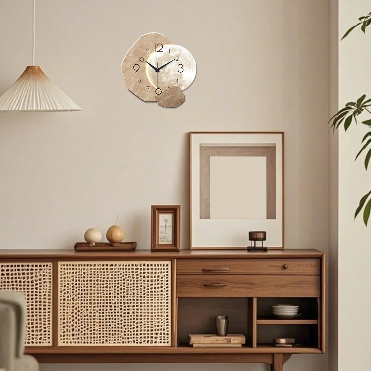 Wooden Moon Silent Quartz Wall Clock