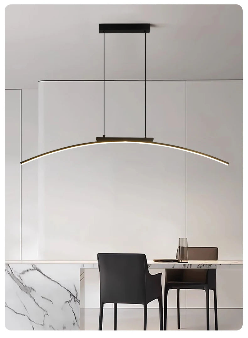 Contemporary Sleek LED Arc Adjustable Brightness Pendant Light with App Dimming – photo 18