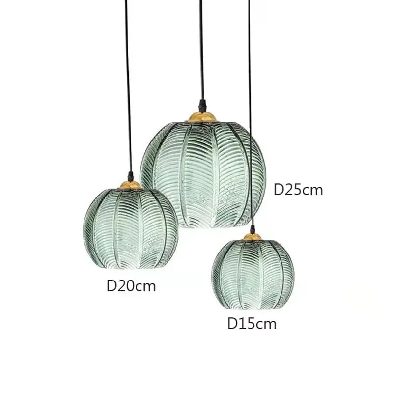 Nordic Striped Green Glass E27 Pendant Light Decorative Dining Room – photo 10