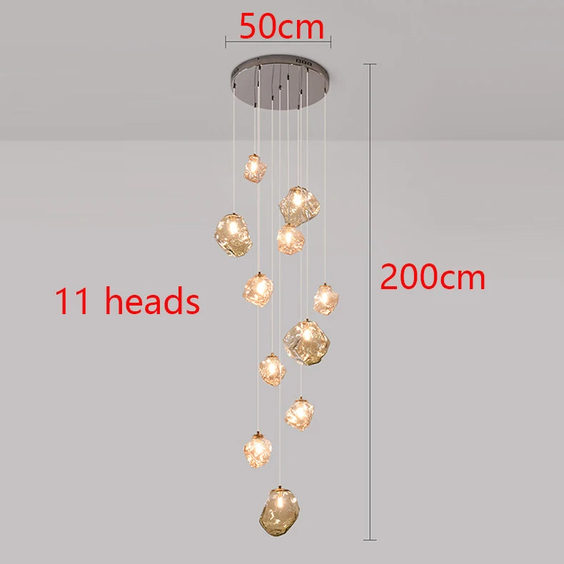 Modern LED Multi Head Staircase Chandelier Pendant Light with Remote Control – photo 24