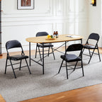 Foldable PU Leather Padded Metal Frame Dining Chair Set of 4 Outdoor Home Office
