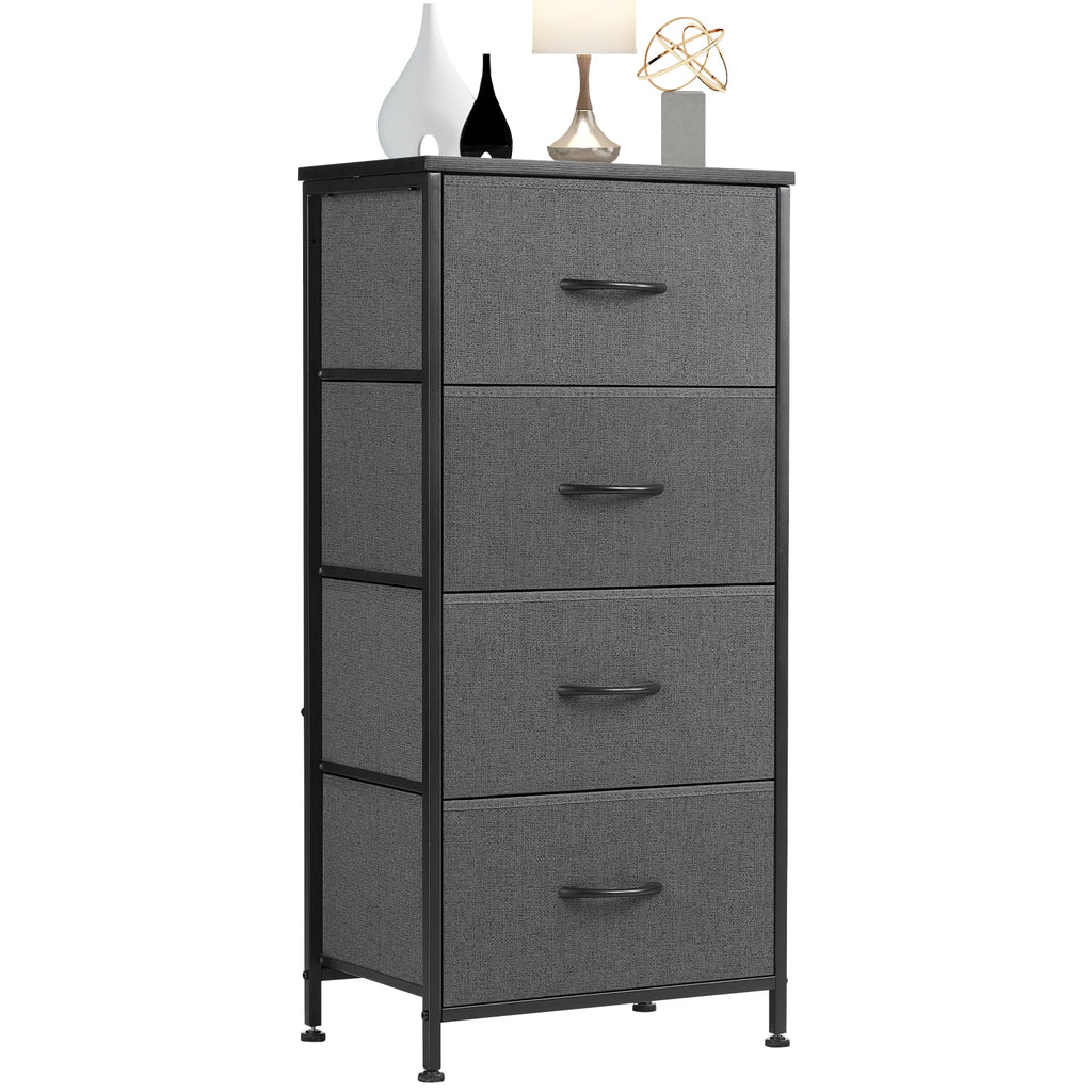 Steel Frame 4 Fabric Drawers Nightstand Wardrobe Closet Storage Cabinet Bedroom