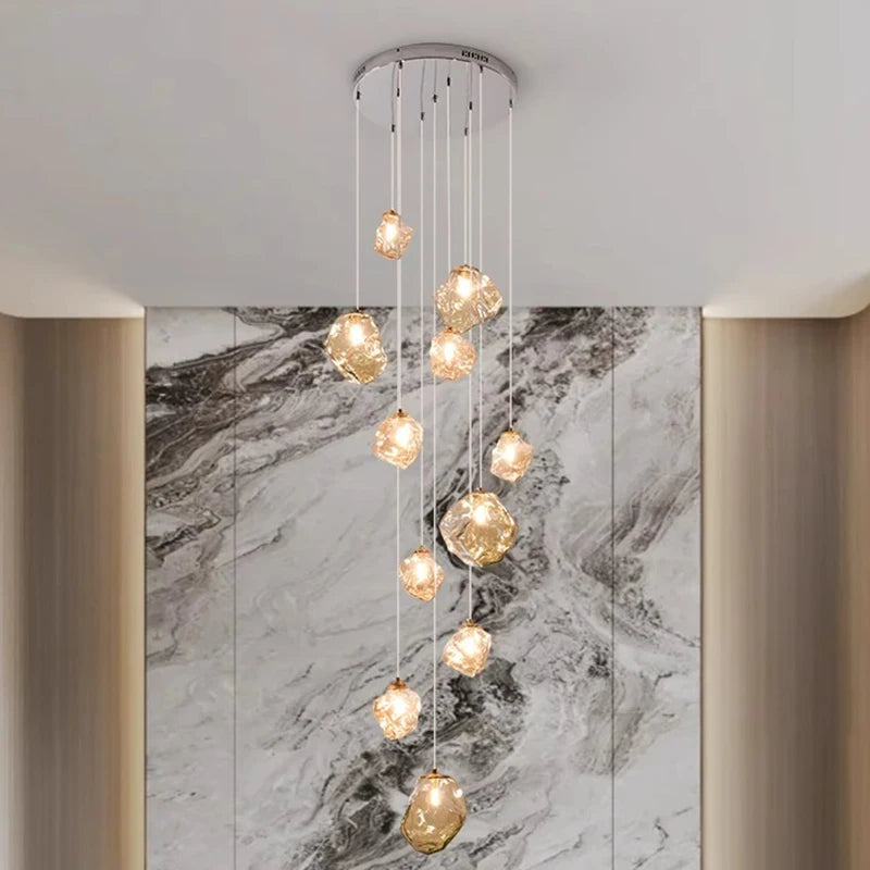 Modern LED Multi Head Staircase Chandelier Pendant Light with Remote Control – photo 4