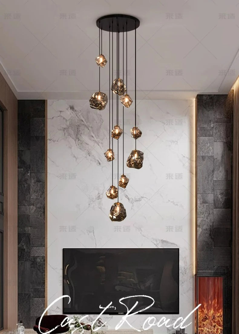 Modern LED Multi Head Staircase Chandelier Pendant Light with Remote Control – photo 14