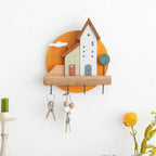 Decorative Wooden Wall Hooks and Storage Shelf
