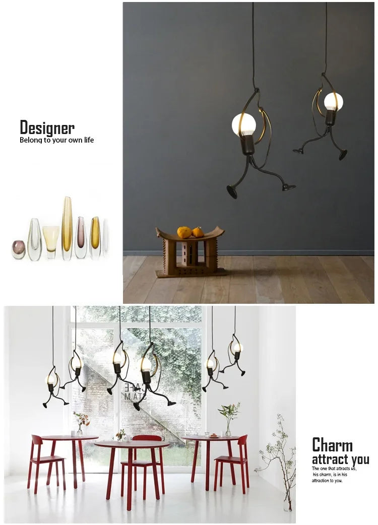 Vintage Iron Little Man LED E27 Pendant Light for Children Bedroom – photo 10