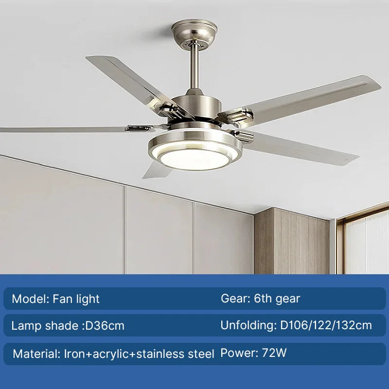 52-Inch Dimmable Satin Nickel DC Motor LED Ceiling Fan Light Living Room – photo 23