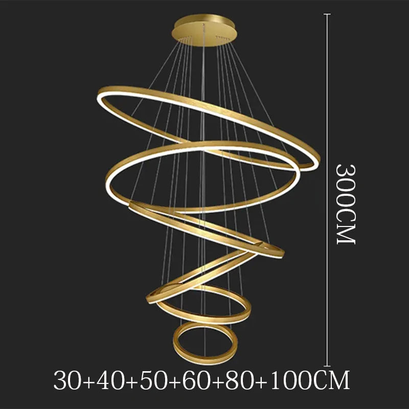Nordic Dimmable Ring Chandelier Pendant Light with Remote