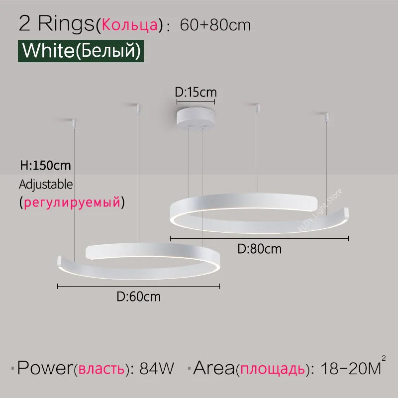 Dimmable Nordic Modern Round Ring LED Pendant Light Chandelier Living Room Bedroom – photo 11