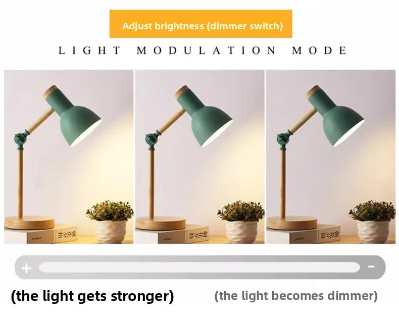 Adjustable Nordic Wooden LED Desk Lamp