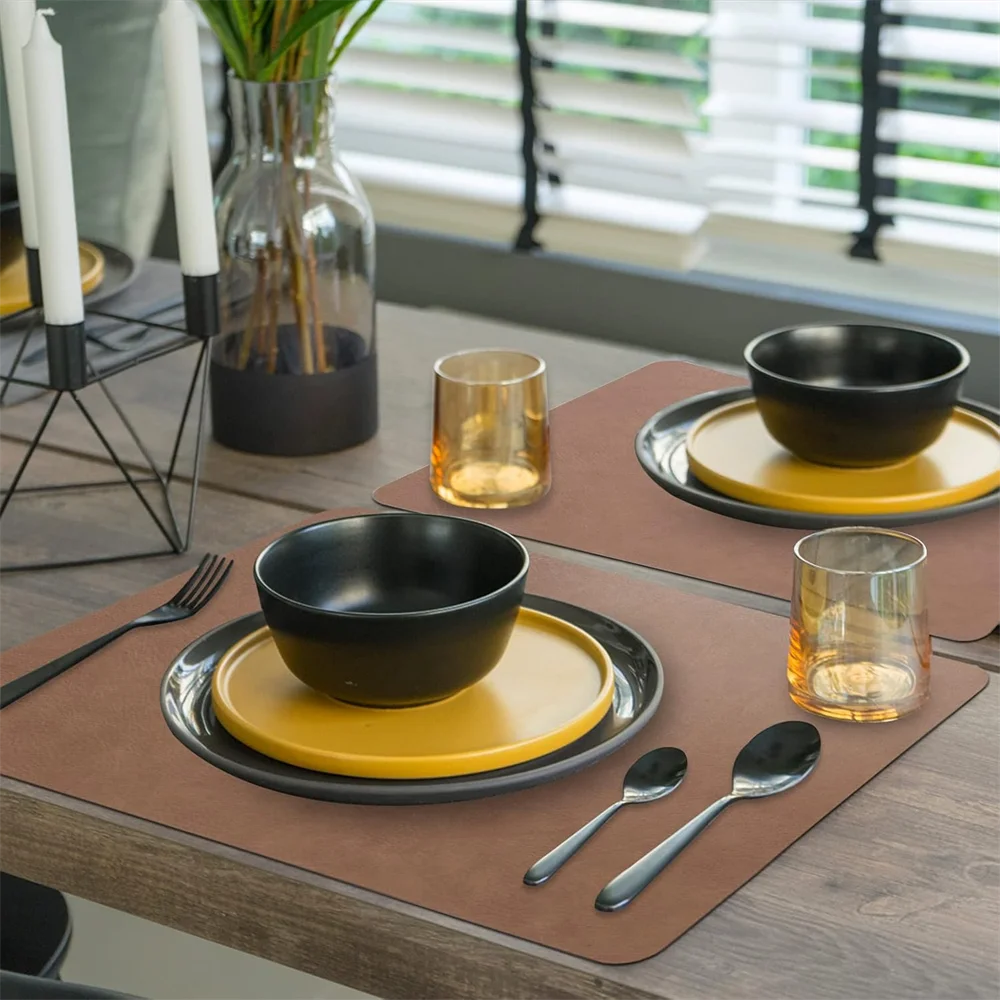 Reversible Waterproof Faux Leather Placemats