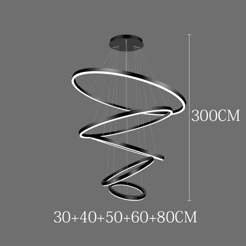 Nordic Dimmable Ring Chandelier Pendant Light with Remote